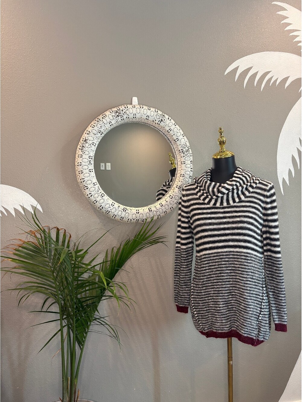 Cozy Striped Long Sleeve Sweater with Cowl Neck